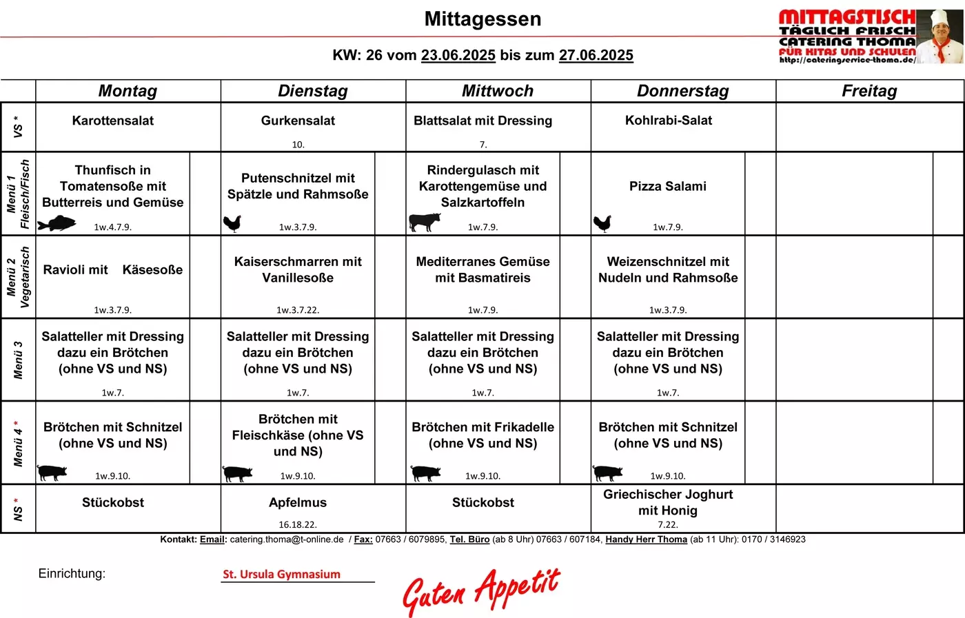 Speiseplan KW26