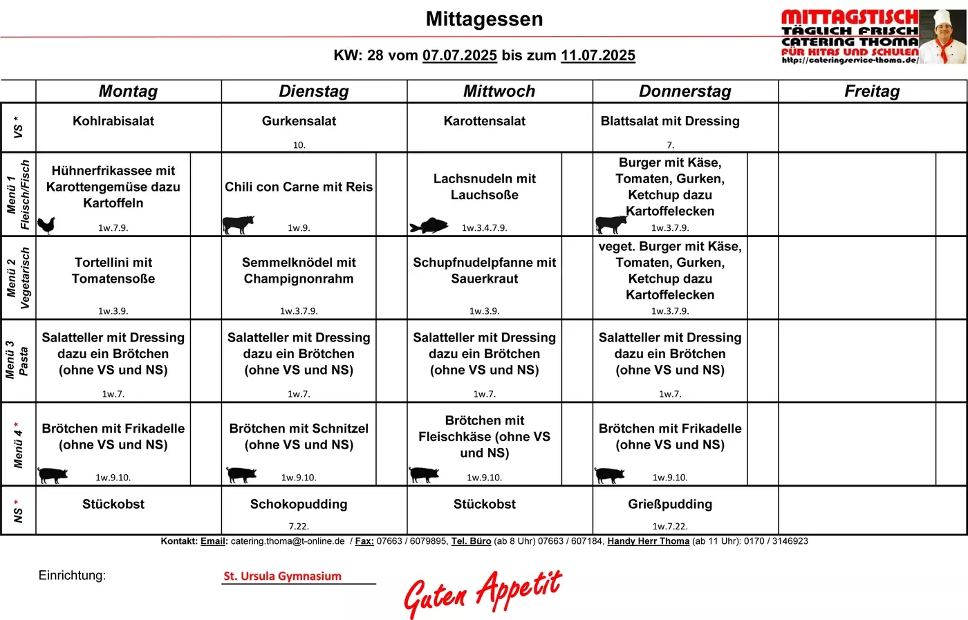 Speiseplan Speiseplan