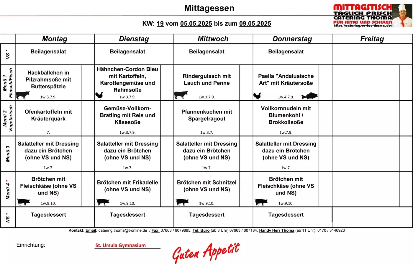 Speiseplan KW19 Speiseplan KW19