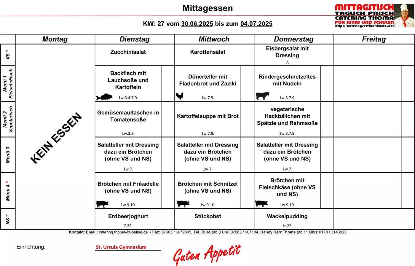 Speiseplan KW27