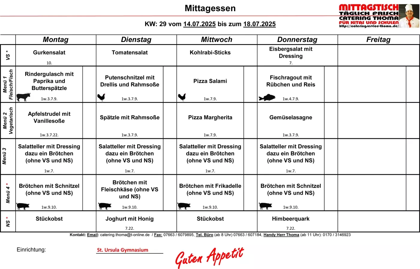 Speiseplan Speiseplan